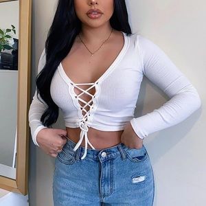Fashion Nova Lace Up Crop Top
